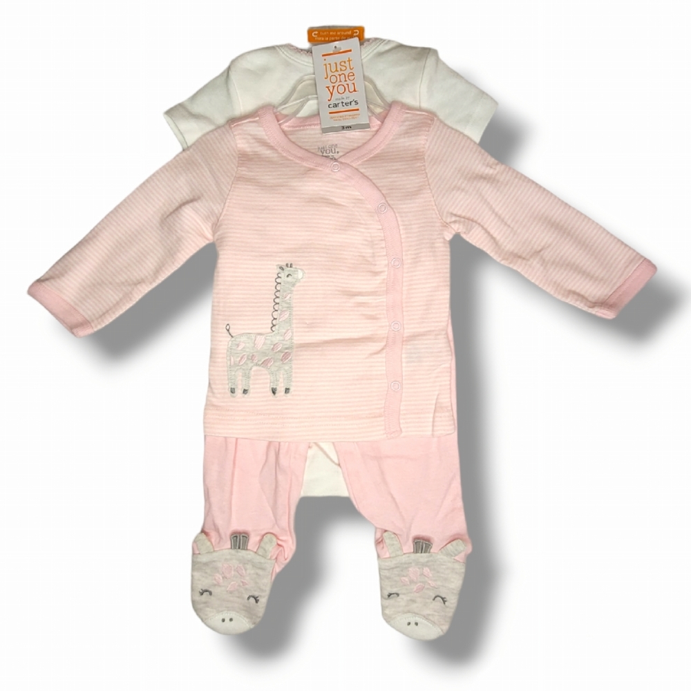 Carter's Just One You Girl's Pink 3-Piece Giraffe Themed Set Size 3M